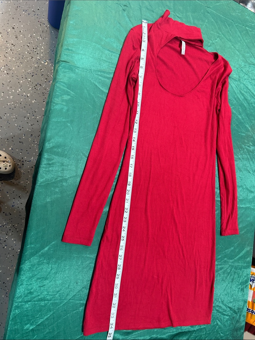 Red Ribbed Mini Dress - Picture 2 of 7